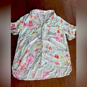 Peter Alexander women light green floral pajama shirt blouse